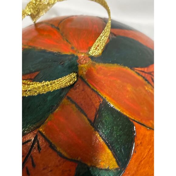 Beautiful Handpainted signed ornate Christmas ornament Gourd 4.5” Decor - Picture 2 of 7